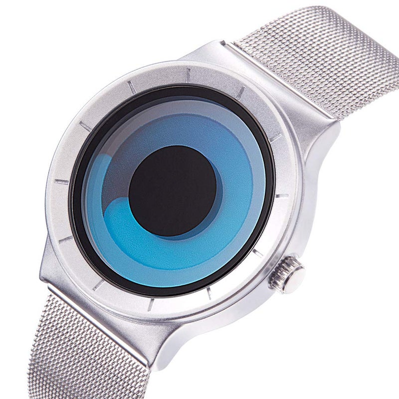 SINOBI Business Watches Men Fashion Creative Original Design Watch Men Steel Mesh Men's Watch Clock Relogio Masculino Unique Wristwatch(Silver Blue) - Image 2
